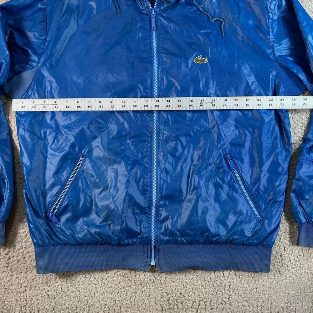 Vintage Izod Lacoste Mens XL Blue Full Zip Hooded Windbreaker Jacket 80s 90s